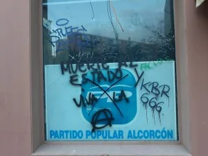 Nuevo ataque contra la sede del Partido Popular de Alcorcón