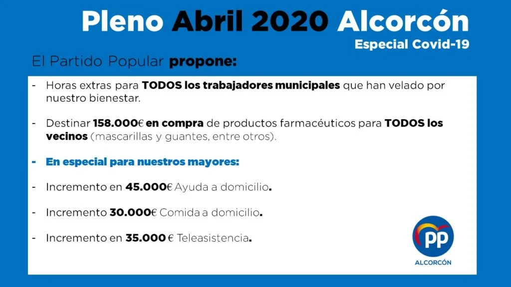 El PP enmienda el presupuesto de la pandemia para favorecer a familias, trabajadores y colectivos vulnerables