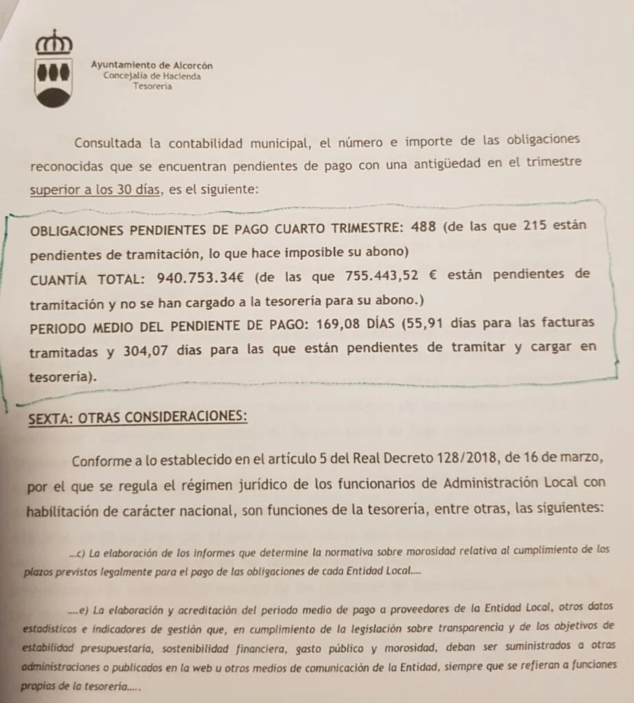 215 proveedores del Ayuntamiento de Alcorcón llevan 300 días esperando a cobrar sus facturas