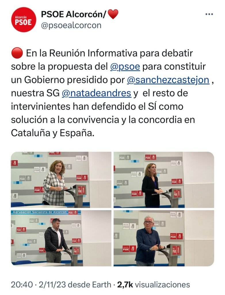 La Alcaldesa de Alcorcón a favor de la amnistía en Cataluña