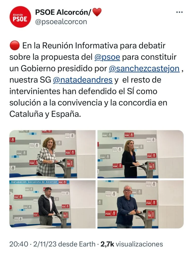 La Alcaldesa de Alcorcón a favor de la amnistía en Cataluña