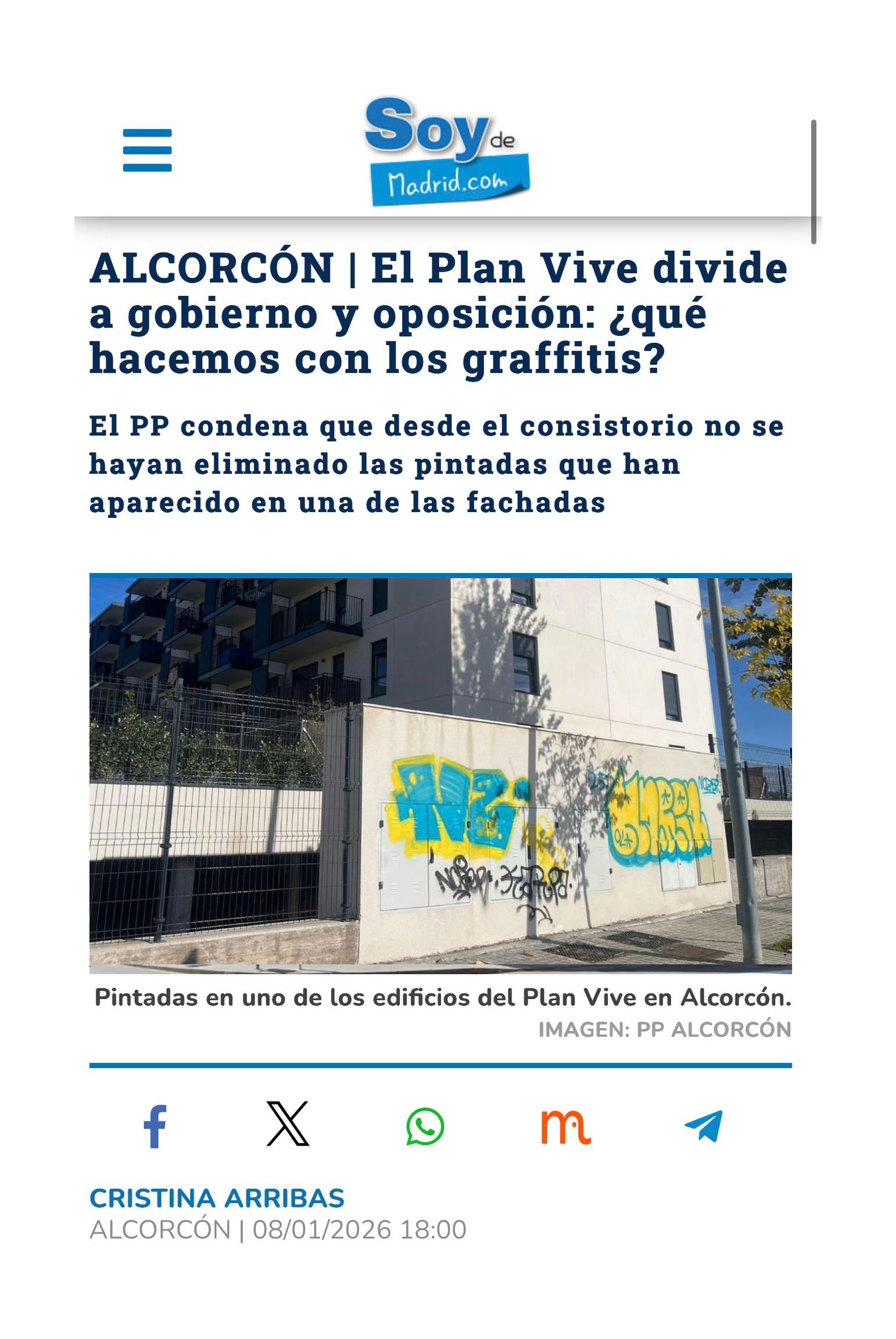 Aparicion en medios: Soy De Madrid – 8 Enero 2026