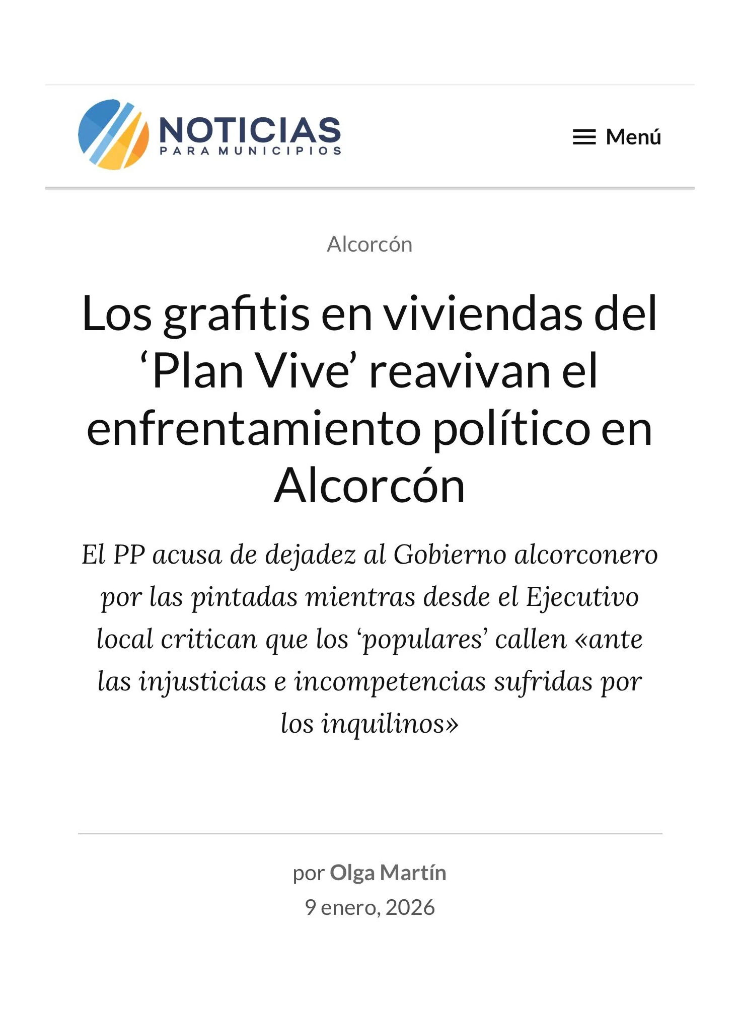 Aparicion en medios: Noticias para Municipios – 9 Enero 2026