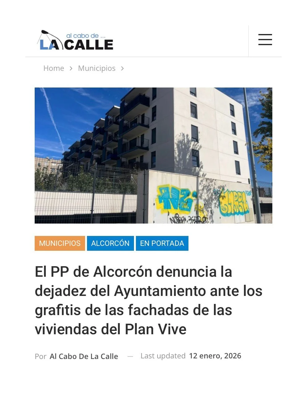 Aparicion en medios: Al Cabo de la Calle – 12 Enero 2026