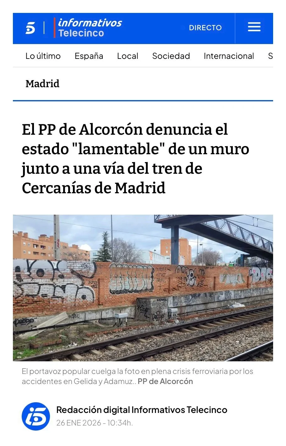 Aparicion en medios: TeleCinco – 26 Enero 2026