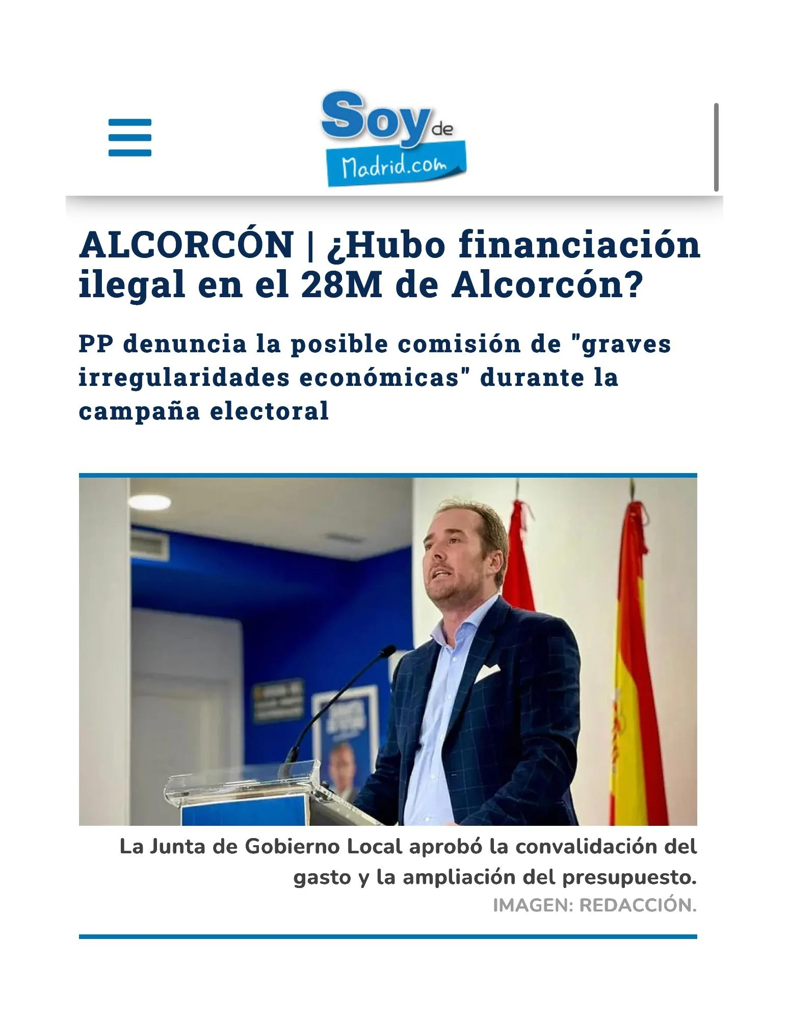 Aparicion en medios: Soy De Madrid – 29 Enero 2026