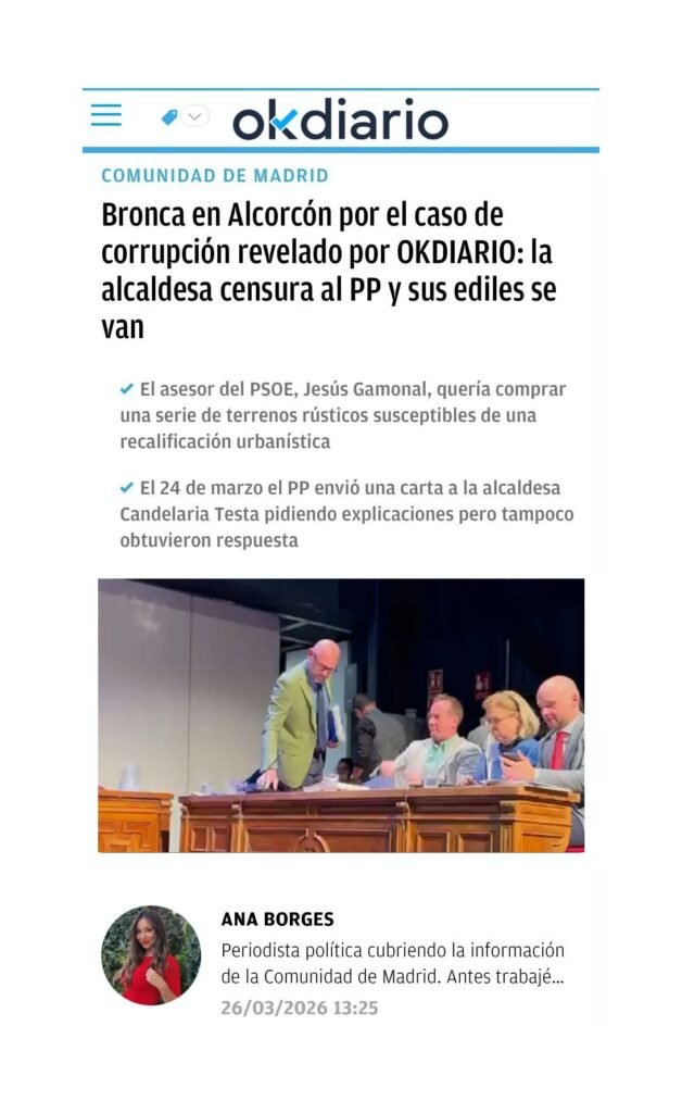 Censura en Alcorcón: la alcaldesa retira la palabra al PP al preguntar por la presunta corrupción