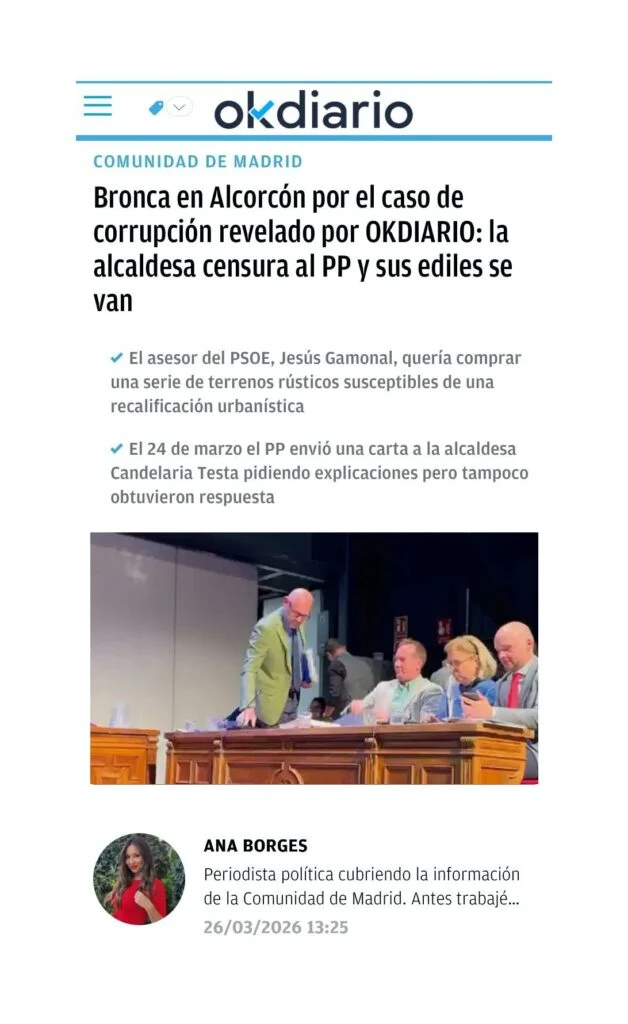 Censura en Alcorcón: la alcaldesa retira la palabra al PP al preguntar por la presunta corrupción