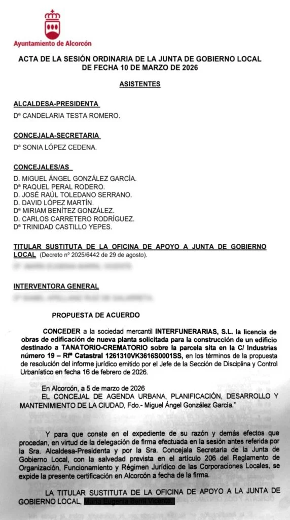 Comunicado del Partido Popular de Alcorcón en relación con el proyecto de Tanatorio-Crematorio en el Polígono Urtinsa